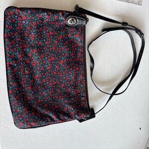 Coach Black and Red Floral Crossbody Bag